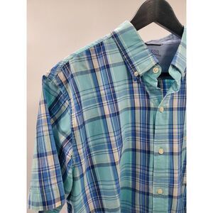 IZOD Saltwater Relaxed Classics Men's Button Down Shirt Blue White Yellow Size L